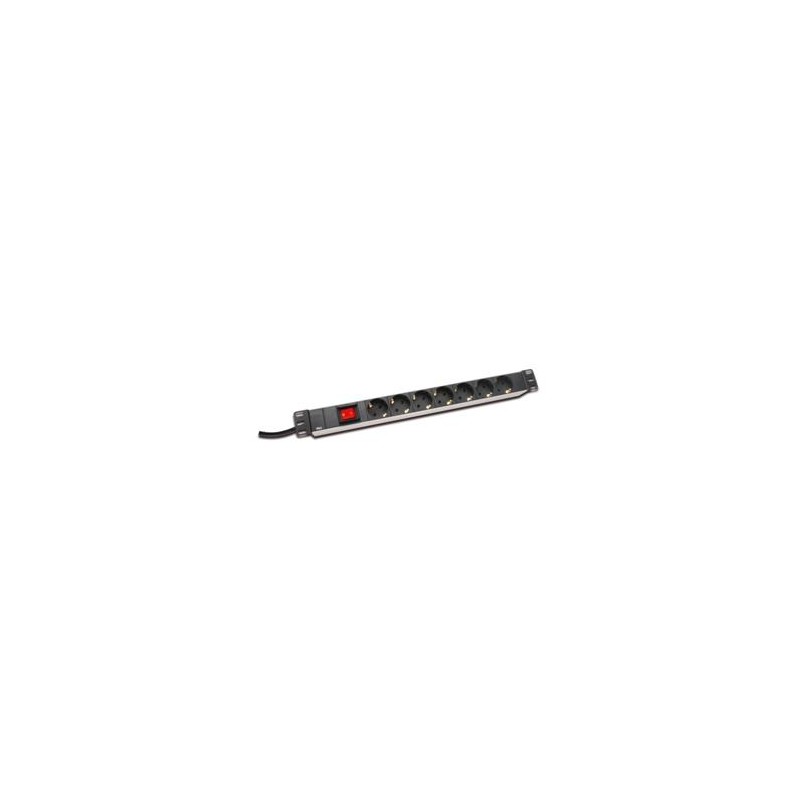 DIGITUS 19" PDU, 1U hliník, SCHUKO - 7x CEE 7/4, vypínač