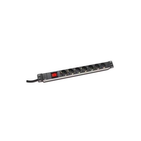 DIGITUS 19" PDU, 1U hliník, SCHUKO - 7x CEE 7/4, vypínač