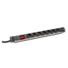 DIGITUS 19" PDU, 1U hliník, SCHUKO - 7x CEE 7/4, vypínač