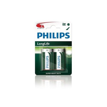 Philips baterie C LongLife zinkochloridová - 2ks, blister