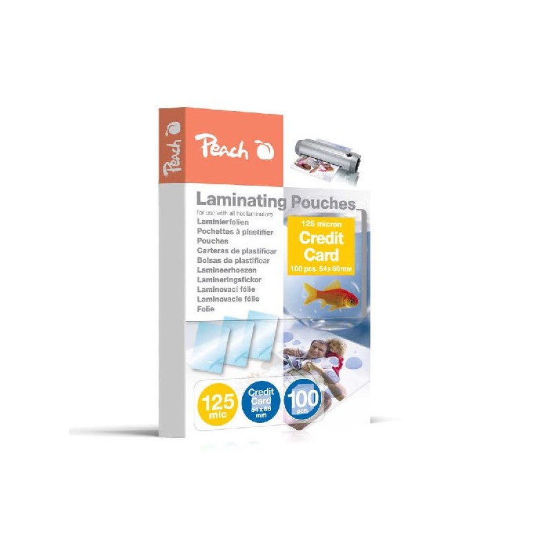 PEACH laminovací folie lesklé, 100ks Credit Card, 54x86mm, 125mic, lesklé