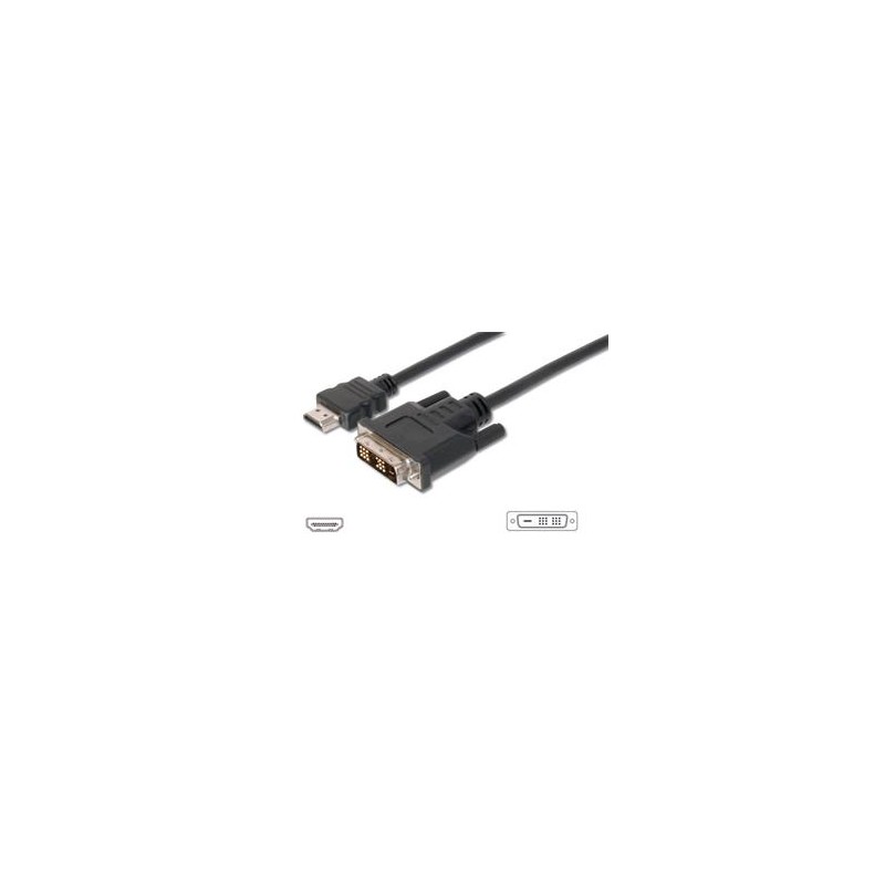 Digitus HDMI/A na DVI připojovací kabel, 2x stíněný, 2M , černý