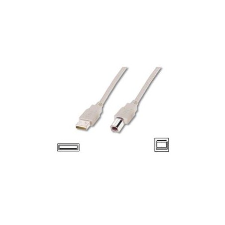 Digitus USB kabel A/samec na B-samec, 2x stíněný, béžový, 3m