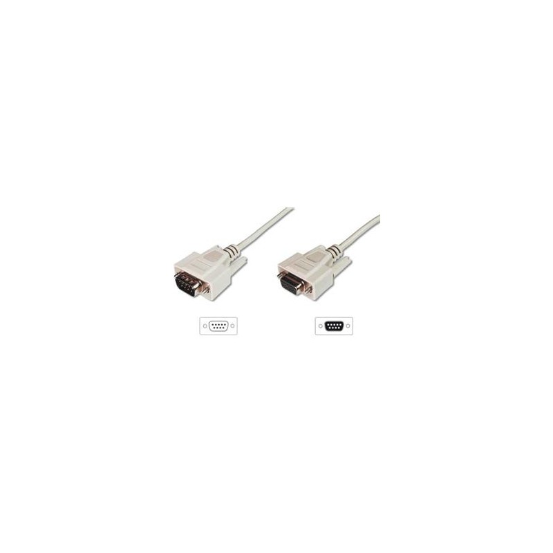 Digitus sériový kabel prodlužovací DB9 M/F 2m, lisovaný, šedý