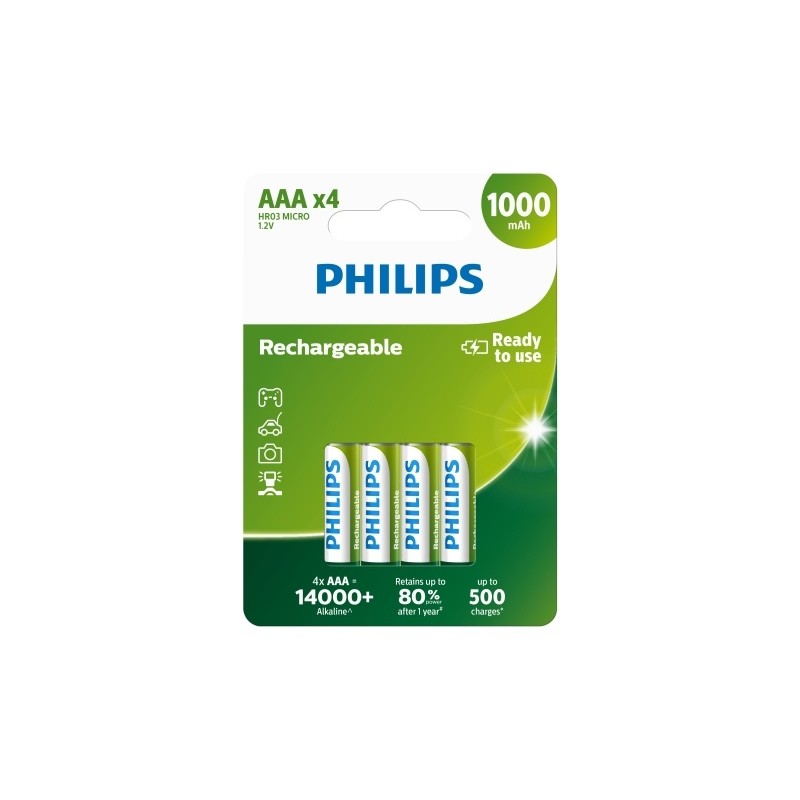 Philips dobíjecí baterie AAA 1000mAh, NiMH - 4ks