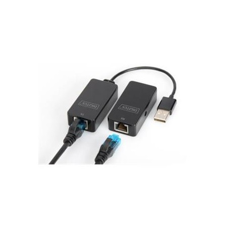 DIGITUS USB Extender, USB 2.0, pro použití s Cat5 / 5e / 6 (UTP, STP nebo SFT) kabelu až 50 m / 164 stop