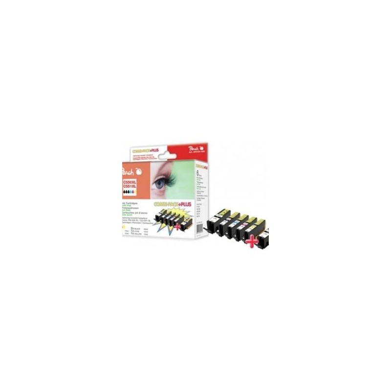 PEACH kompatibilní cartridge Canon PGI-550/CLI-551 MultiPack Plus, 2xbk, pbk, c, m, y, 2x23ml, 4x13ml