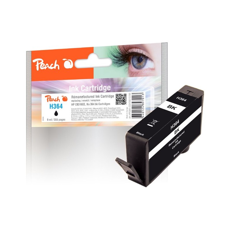 PEACH kompatibilní cartridge HP No.364, new chip, black, 9 ml
