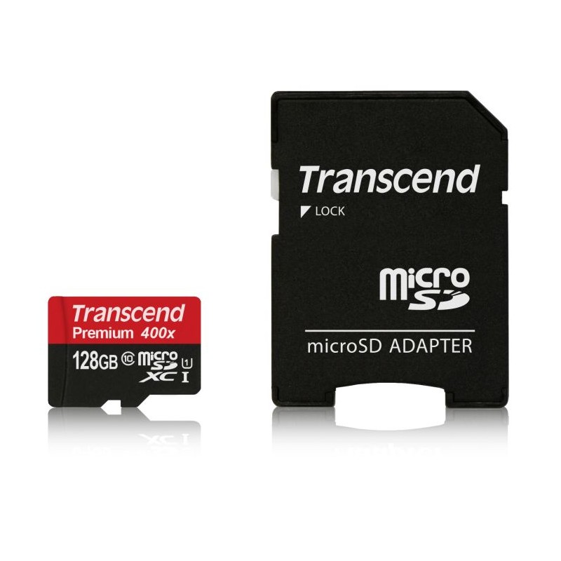 Transcend 128GB microSDXC UHS-I 400x Premium (Class 10) paměťová karta (s adaptérem)