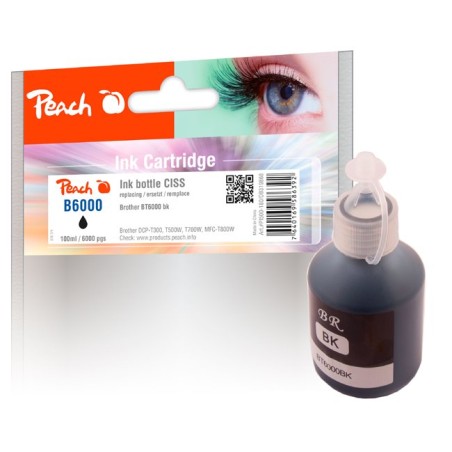 PEACH kompatibilní cartridge Brother CISS BT6000, černá pigment, PI500-180, 100ml