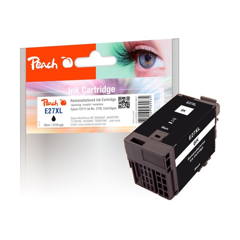 PEACH kompatibilní cartridge Epson No.27XL, T2711, REM, PI200-450, Black 20 ml