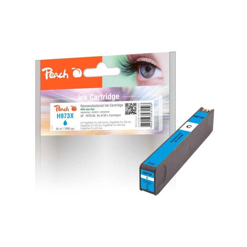PEACH kompatibilní cartridge HP No. 973X, azurová, F6T81AE, 85ml