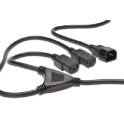 Digitus Napájecí kabel Rozbočovací, C14 - C13 2x, M / F, 1,7m, H05VV-F3G 1.0qmm / 0.75qmm, bl