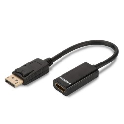 Digitus Adaptérový kabel DisplayPort, DP - HDMI typ A M / F, 0,15 m, s blokováním, kompatibilní s DP 1.1a, CE, bl