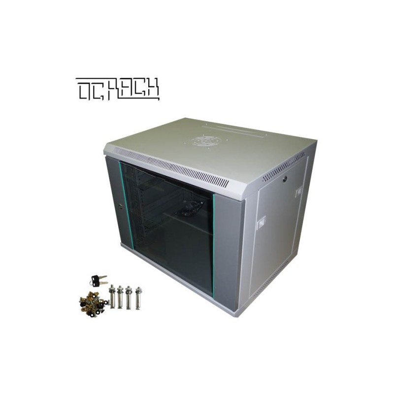 OCRACK 19" OCC-09U-45SBK rozvaděč nástěnný 9U/450mm celoskleněné dveře - černý