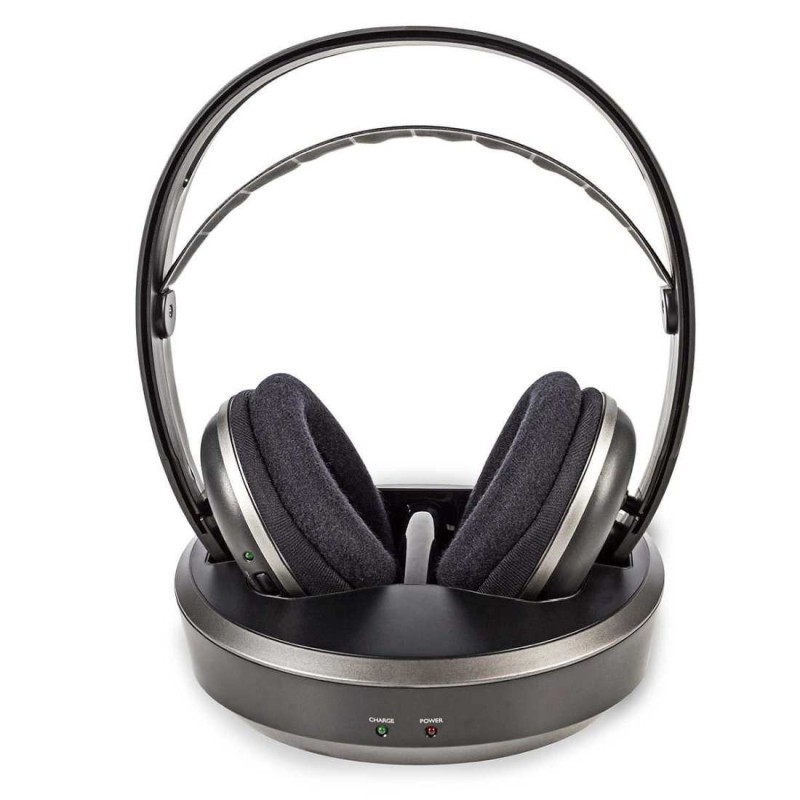 Nedis HPRF210BK - Bezdrátová Sluchátka | Rádiová Frekvence (RF) | Over-ear | Nabíjecí Základna | Černá / Stříbrná