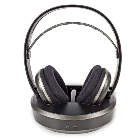 Nedis HPRF210BK - Bezdrátová Sluchátka | Rádiová Frekvence (RF) | Over-ear | Nabíjecí Základna | Černá / Stříbrná