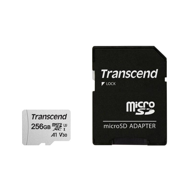 TRANSCEND MicroSDXC karta 256GB 300S, UHS-I U3 V30 + adaptér
