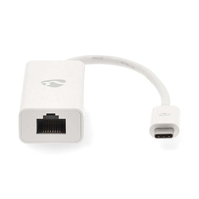 Nedis CCGB64950WT02 - Síťový adaptér USB | USB 3.2 Gen 1 | 1000 Mbps | USB-C Zástrčka | RJ45 Zásuvka | 0.20 m | Bílá