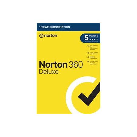NORTON 360 DELUXE 50GB +VPN 1 uživatel pro 5 zařízení na 1rok