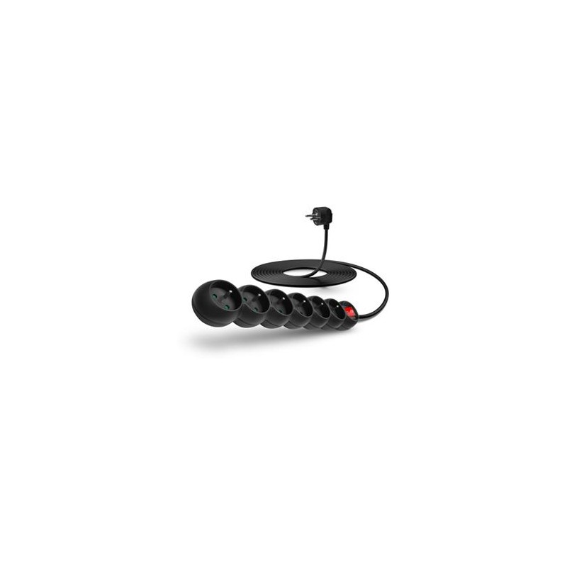 CONNECT IT prodlužovací kabel 230 V, 6 zásuvek, 2 m, s vypínačem (černý)