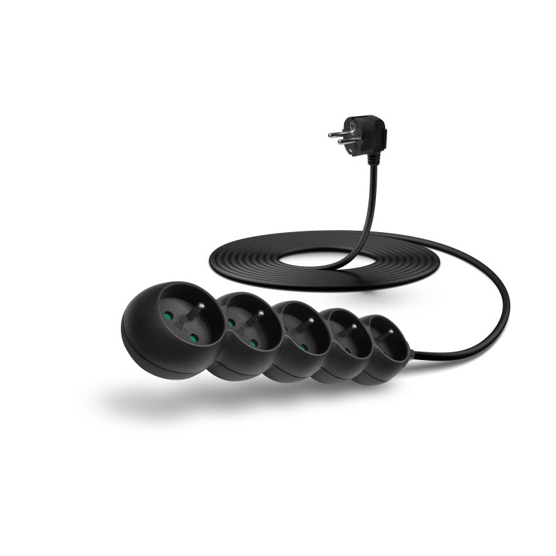 CONNECT IT prodlužovací kabel 230 V, 5 zásuvek, 5 m, bez vypínače (černý)