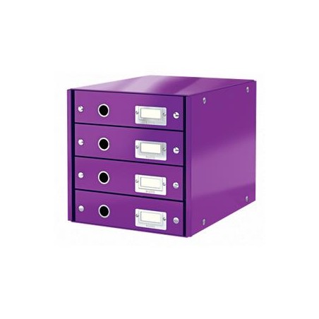LEITZ Zásuvkový box Click&Store, 4 zásuvky, purpurová