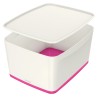 LEITZ Úložný box s víkem MyBox, velikost L, bílá/růžová