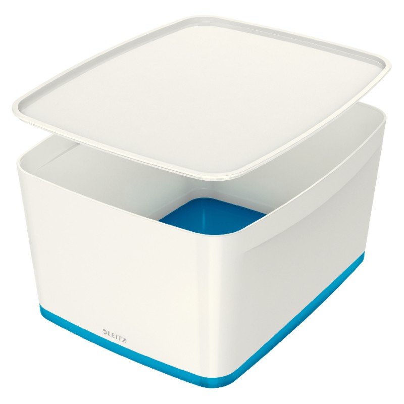 LEITZ Úložný box s víkem MyBox, velikost L, bílá/modrá
