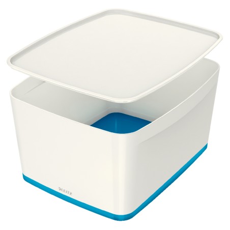 LEITZ Úložný box s víkem MyBox, velikost L, bílá/modrá