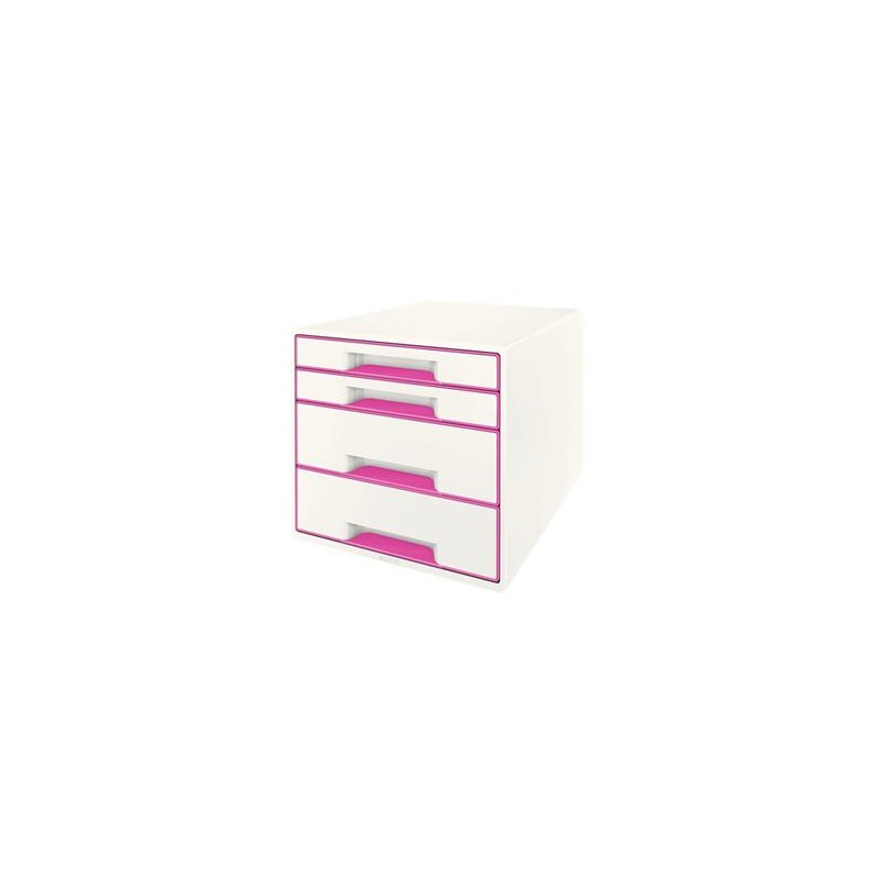 LEITZ Zásuvkový box WOW CUBE, 4 zásuvky, růžová