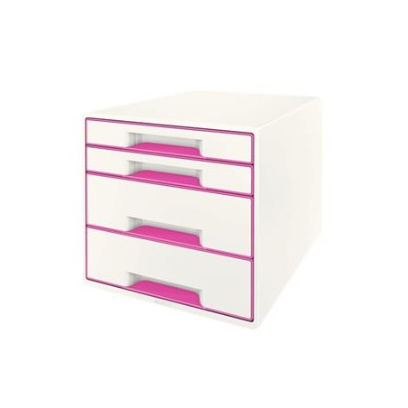 LEITZ Zásuvkový box WOW CUBE, 4 zásuvky, růžová