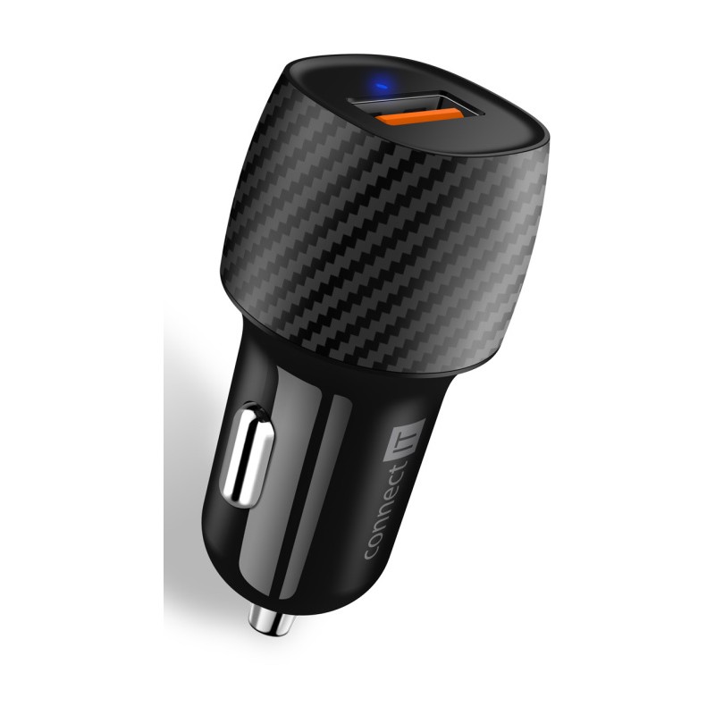 CONNECT IT InCarz QUICK CHARGE 3.0 nabíječka do auta, 1x USB-A, 3 A, CARBON