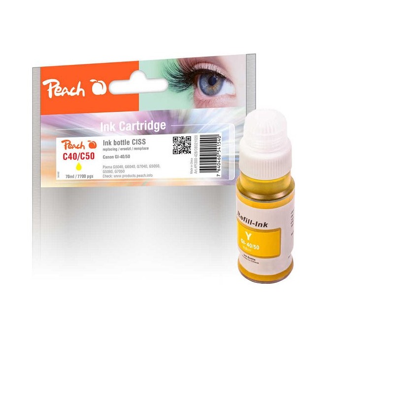 PEACH kompatibilní cartridge Canon GI-40/50 yellow, 70ml