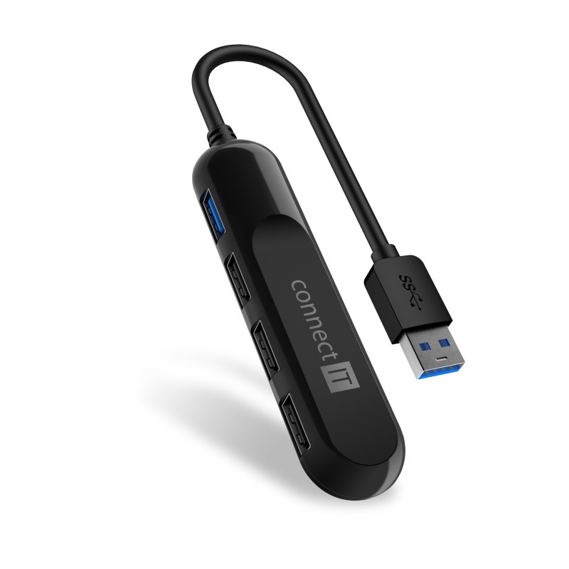 CONNECT IT USB-A hub USB 3.0, externí, ČERNÝ