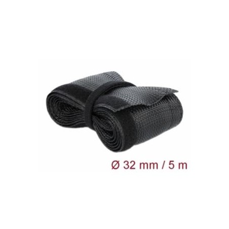 Delock Pletené opláštění na suchý zip 5 m x 32 mm, černé