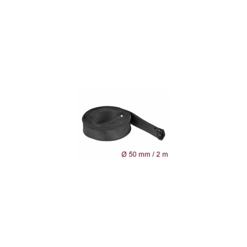 Delock Opletené opláštení se zipovým uzáverem, 2 m x 50 mm, cerné