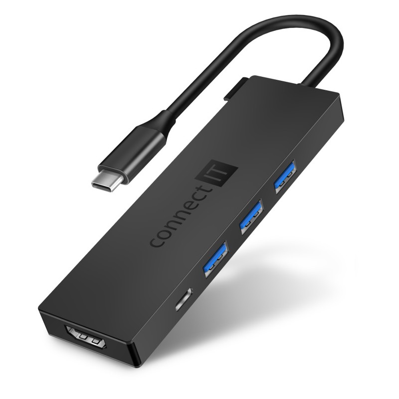 CONNECT IT USB-C hub, 5v1 (USB-C,3xUSB-A,HDMI), externí, ANTRACITOVÝ