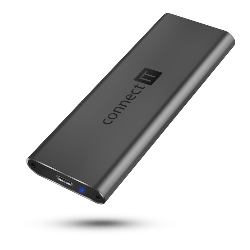 CONNECT IT AluSafe externí box pro SSD disky M.2 NVMe, 10 Gbps, USB-C, ANTRACITOVÝ