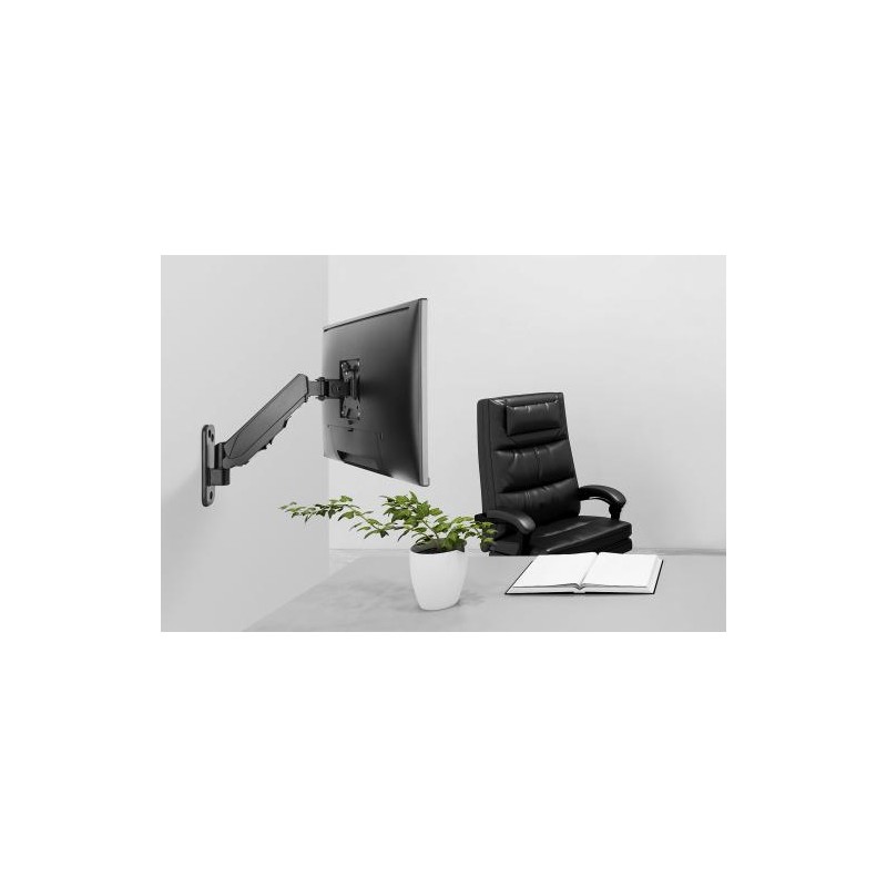 DIGITUS Nástěnný držák pro Jeden monitor plynové pružiny 17-32", 8 kg (max.), černý Vesa 75x100