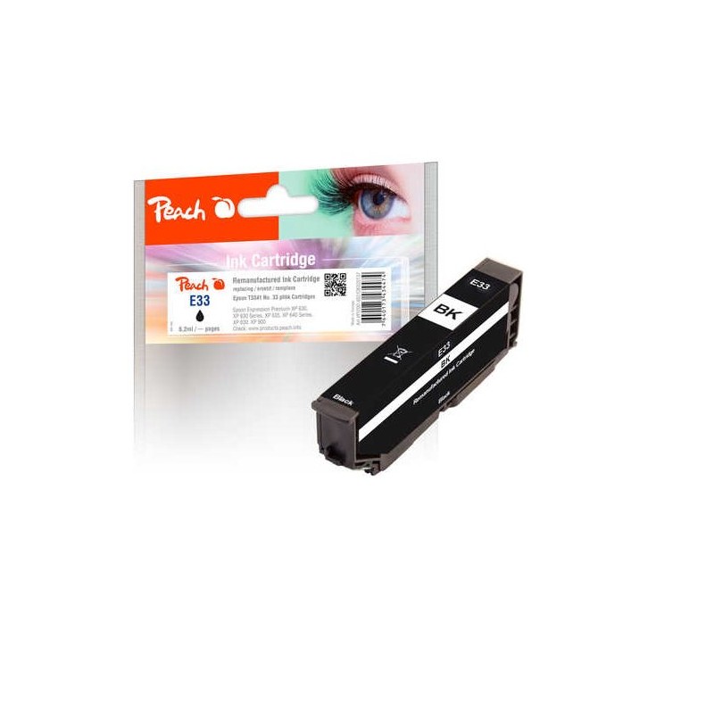 PEACH kompatibilní cartridge Epson T3341, No 33, black, 6,2 ml