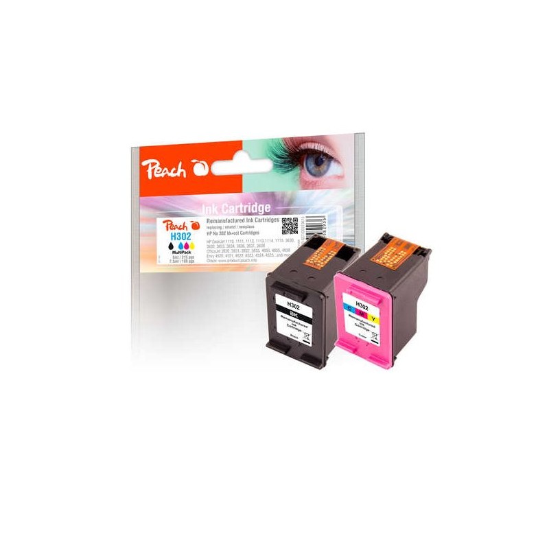 PEACH kompatibilní cartridge HP F6U66AE, F6U65AE, No 302 MultiPack, black, color