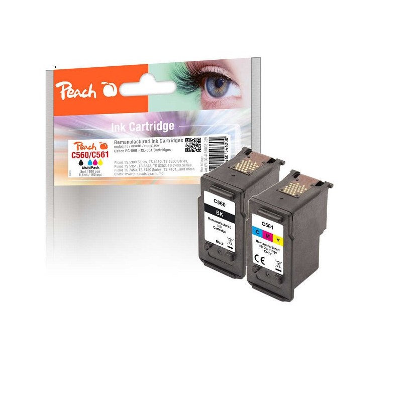 PEACH kompatibilní cartridge HP PG-560BK, CL-561C, CombiPack, black, colour, 1x8ml, 1x8,5ml