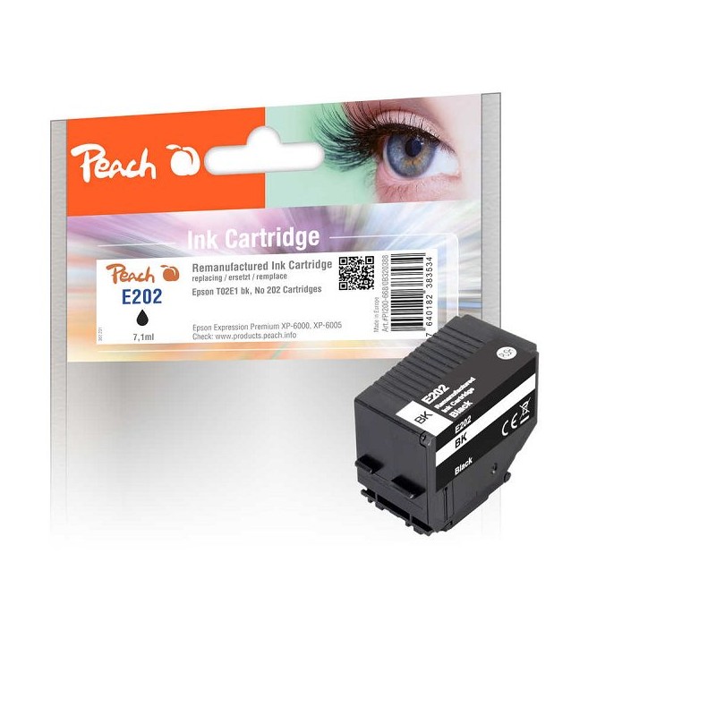 PEACH kompatibilní cartridge Epson No 202, T02E1, black, 7,1 ml