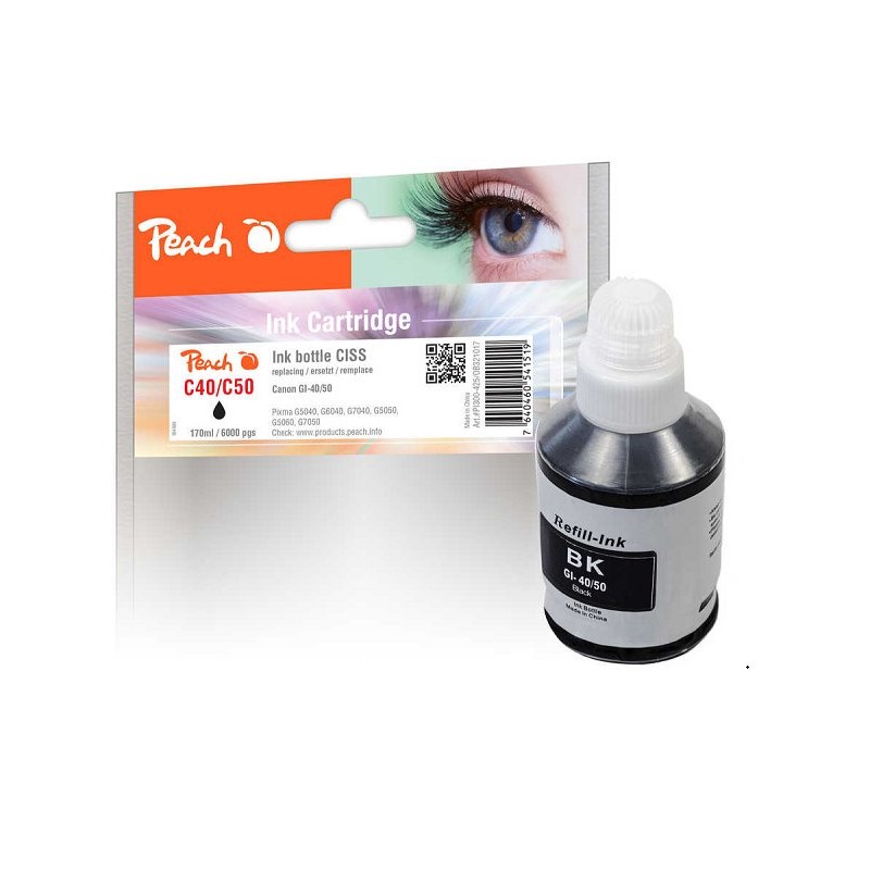 PEACH kompatibilní cartridge Canon GI-40/50, black, 170ml