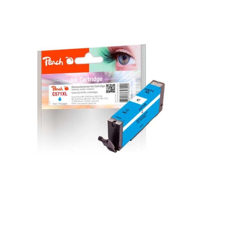 PEACH kompatibilní cartridge Canon CLI-571XLC, cyan, 11 ml