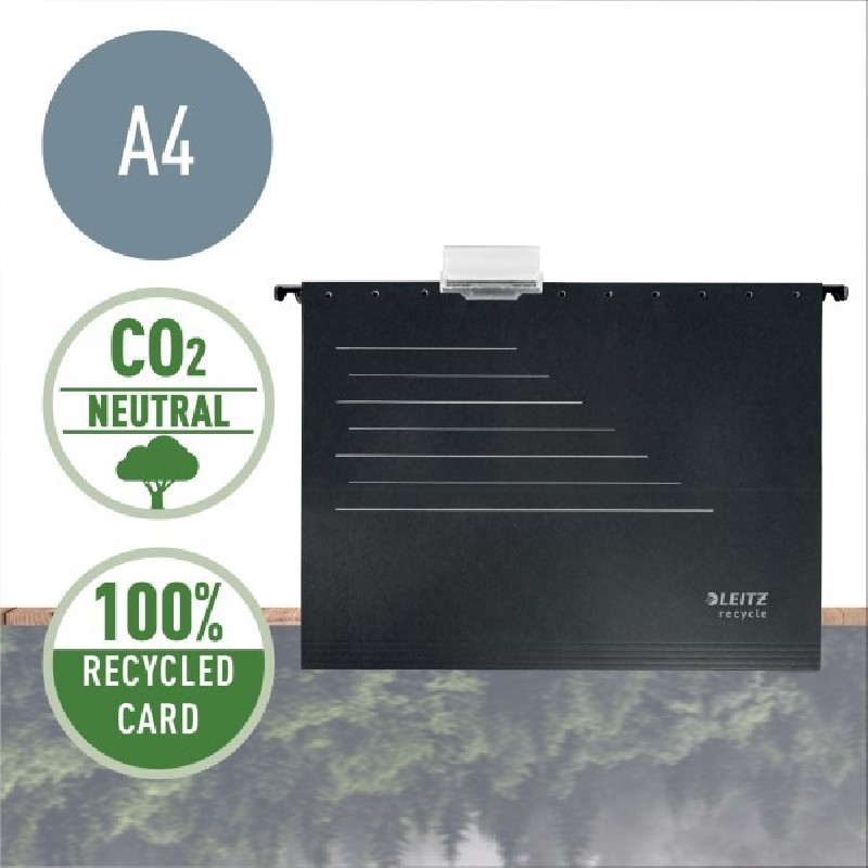 LEITZ Ekologické závěsné desky typu "V" Alpha RECYCLE A4, černá