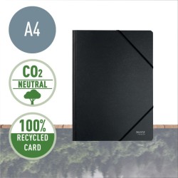 LEITZ Ekologické kartonové desky na dokumenty s gumičkou RECYCLE, kartonové, A4, černá