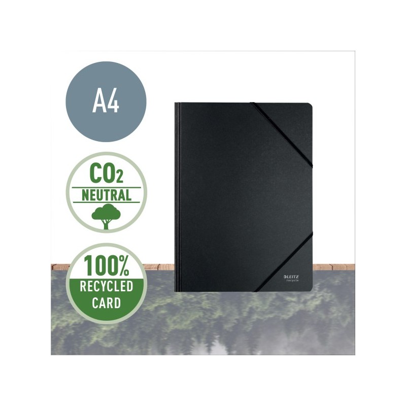 LEITZ Ekologické kartonové desky na dokumenty s gumičkou RECYCLE, kartonové, A4, černá