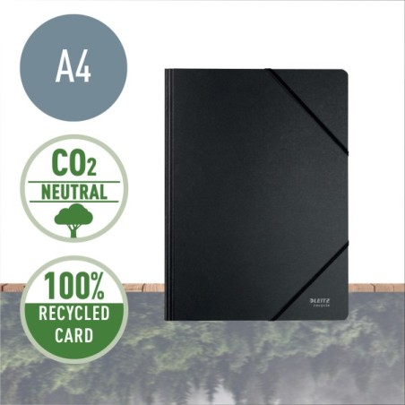 LEITZ Ekologické kartonové desky na dokumenty s gumičkou RECYCLE, kartonové, A4, černá